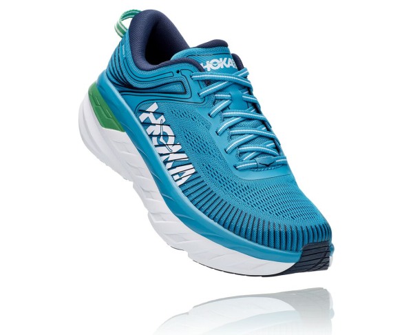 Hoka One One Bondi 7 Mens UK - Blue Road Running Shoes - IXUCP9587